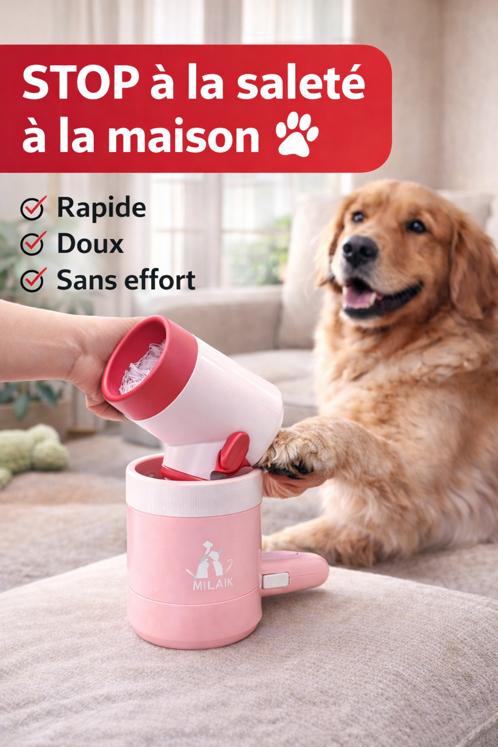 Nettoyeur de pattes pour chien – Propre en 10 secondes | Doux & efficace